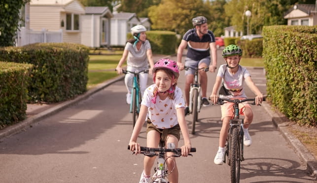 Family taking a bike ride